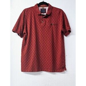 DENIM & FLOWER Burnt Siena 100% Cotton Short Sleeve Textured Men Polo Shirt (M)